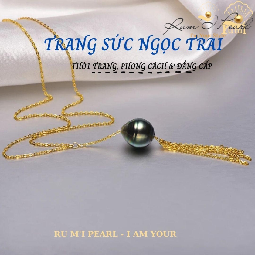 Dây chuyền xuyên ngọc Tahiti mã DC02
