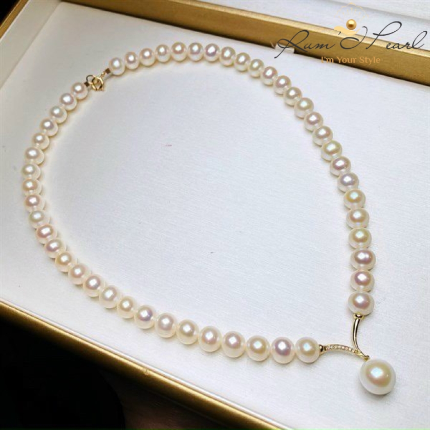Chuỗi ngọc trai Mix mặt dây vàng 18K đơn giản