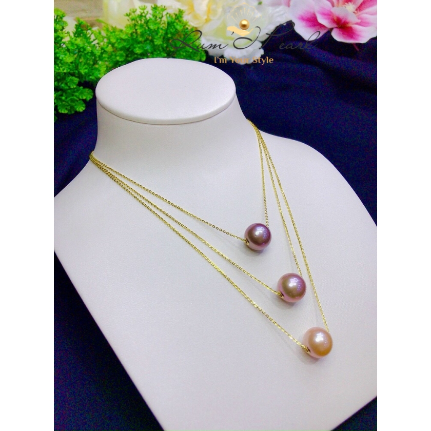 Dây chuyền vàng 18K xuyên Ngọc trai FWT 11 ly