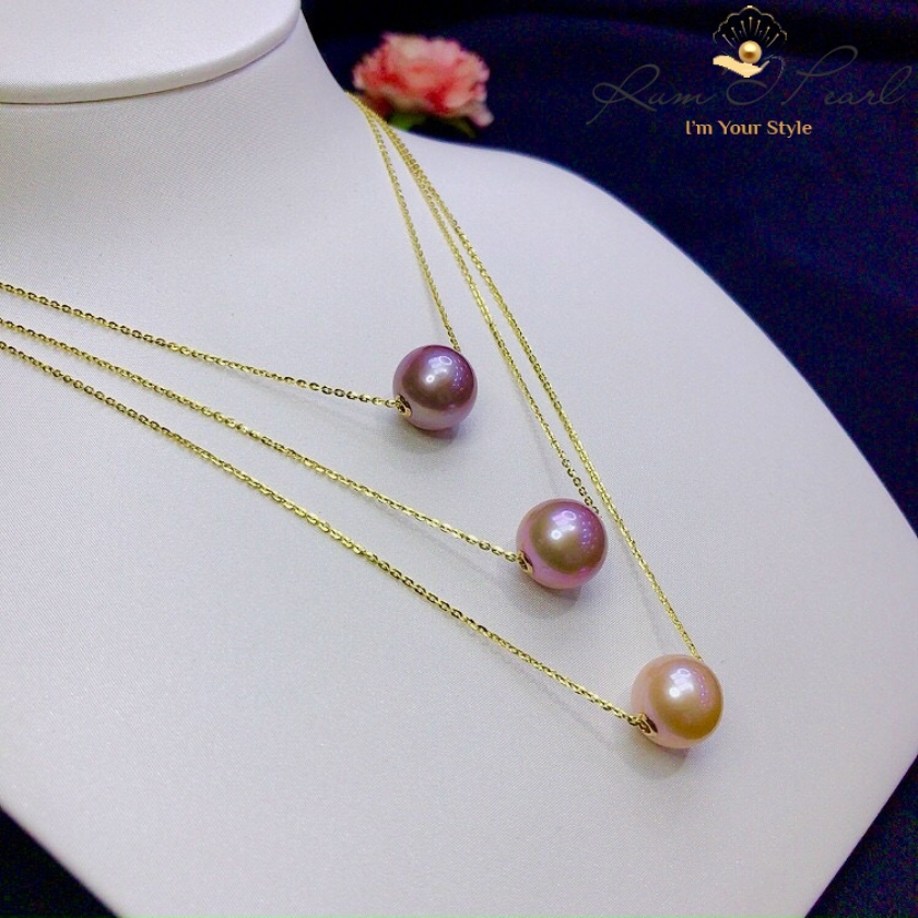 Dây chuyền vàng 18K xuyên Ngọc trai FWT 11 ly