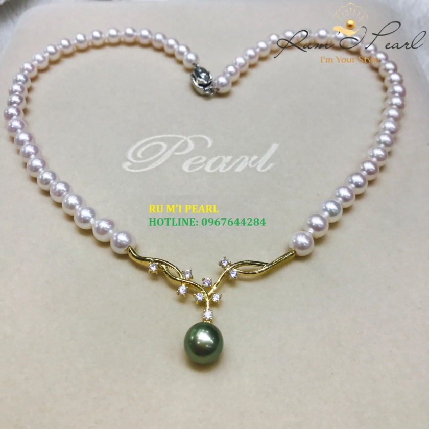 Chuỗi ngọc trai Mix mặt dây vàng 18K