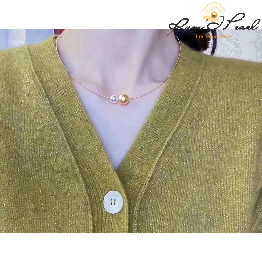 Kiềng cổ vàng 18K phối ngọc biển