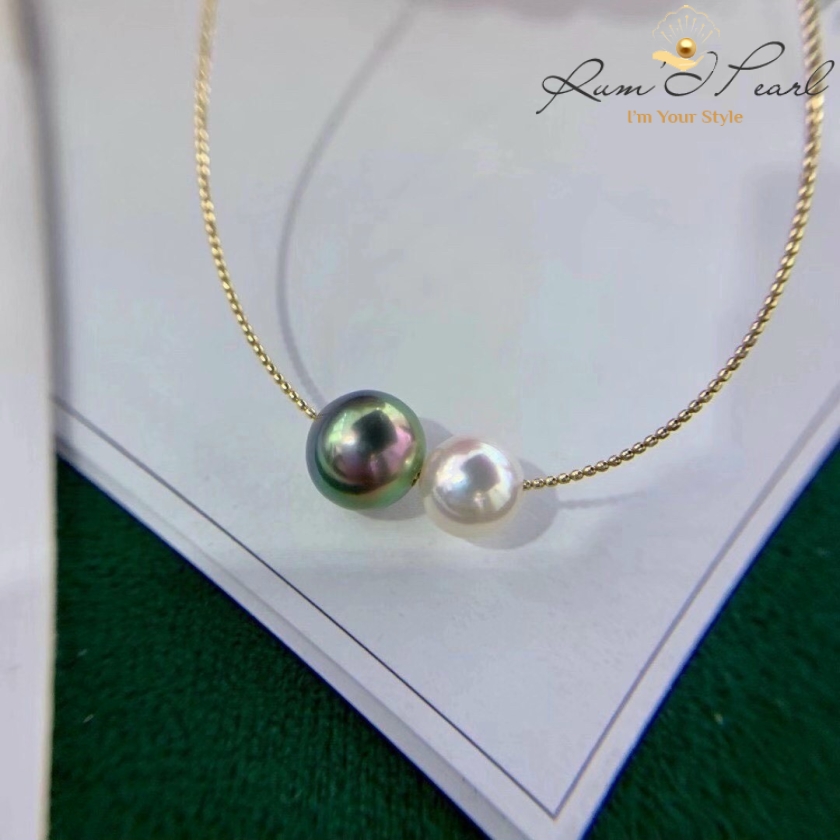 Kiềng cổ vàng 18K phối ngọc biển