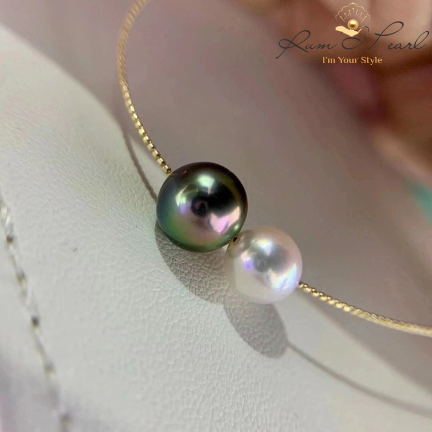 Kiềng cổ vàng 18K phối ngọc biển