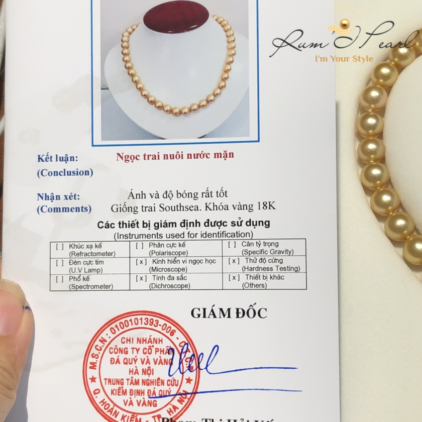 Chuỗi cổ ngọc trai biển Southsea ánh vàng Hoàng Gia 
