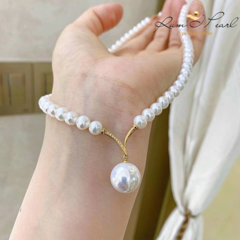 Chuỗi ngọc trai Mix mặt dây vàng 18K đơn giản